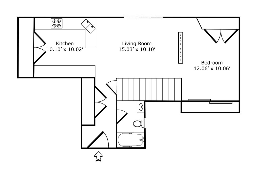 Floor plan for suite 5 of the Gingerbread House, Burlington.